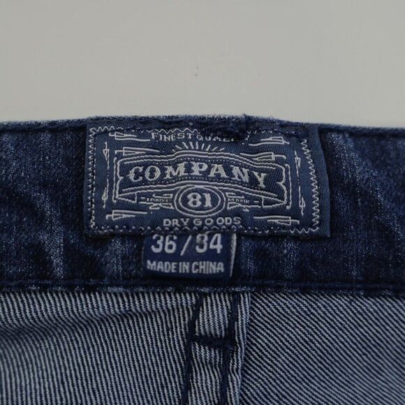 Company 81 Stone Wash Wiskering Denim Blue Jeans 38/34 Mid Rise Factory Distress - Picture 7 of 8